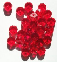 25 4x8mm Faceted Red Rondelle Beads